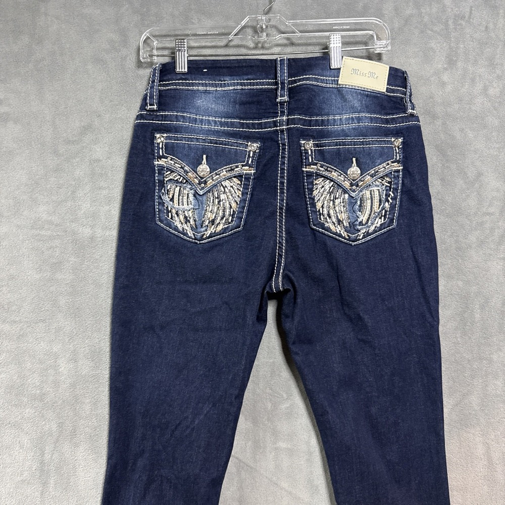 Miss Me Angel Wing Rhinestone Sequined Mid Rise Curvy Skinny Jeans SZ 29